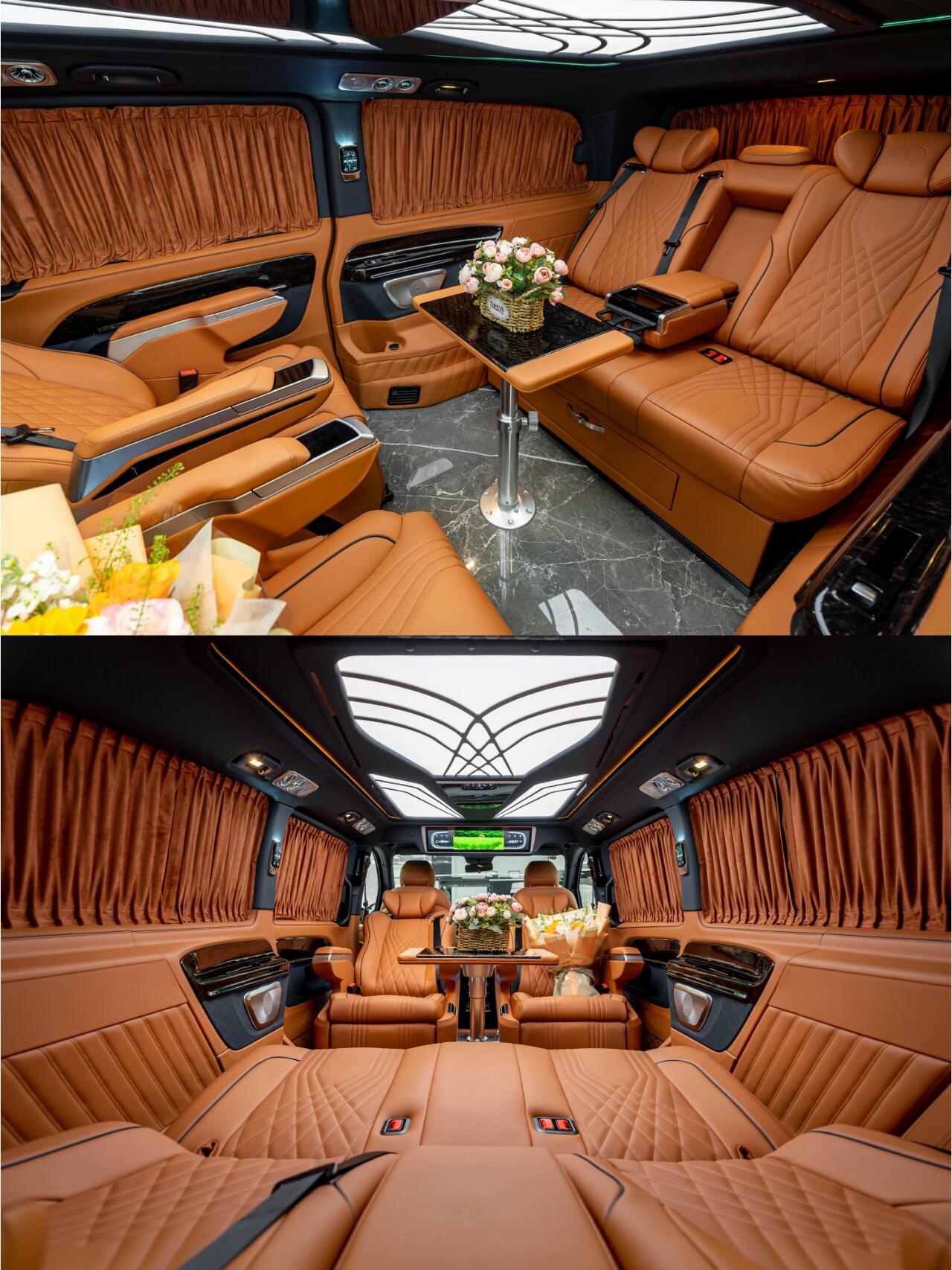 Manufacturer of upgrade kits for Mercedes V300d and V250d, including exterior body kits, interior components, aviation-style seats, and other accessories.