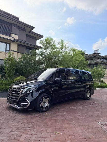 Manufacturer of upgrade kits for Mercedes V300d and V250d, including exterior body kits, interior components, aviation-style seats, and other accessories.