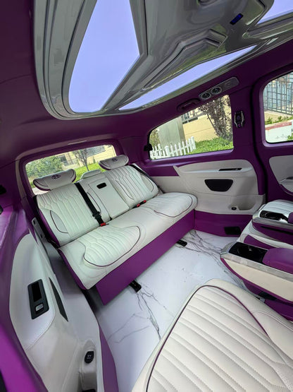 Manufacturer of upgrade kits for Mercedes V300d and V250d, including exterior body kits, interior components, aviation-style seats, and other accessories.