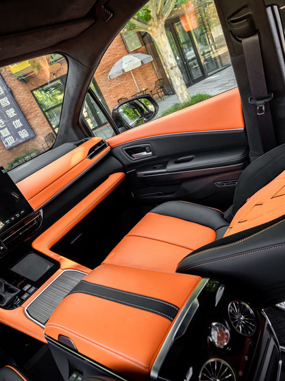 Sienna upgrades: interior and exterior styling, headlights, rear spoiler, luxury seats/bed, and waterproof flooring.