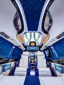 Luxury full-interior upgrade kit for Mercedes-Benz Sprinter (W906/W907) vans—VIP conversion kit featuring a partition wall and VIP seats.