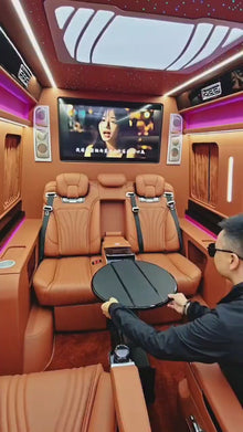 Mercedes-Benz Sprinter 7-Seater Luxury Business Van: Zero-Gravity Captain's Chairs, Partition with Large Screen + Starlight Headliner, and a Third-Row Sofa Bed That Folds Flat.